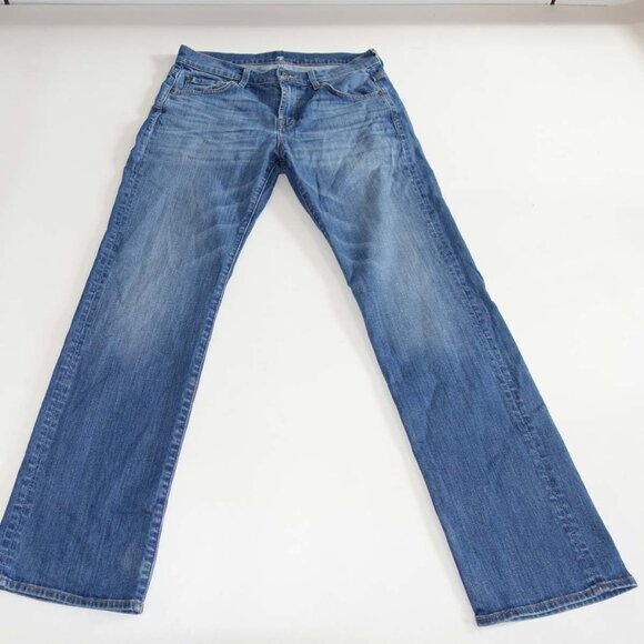 7 For All Mankind Men's Austyn Relaxed Straight Jeans Size 32 x 32 Blue Mid Rise - Picture 1 of 8